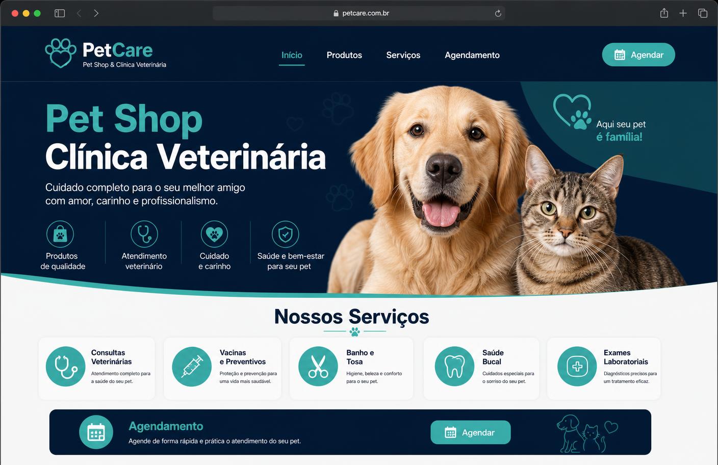 Plataforma web: Site de pet shop e clínica